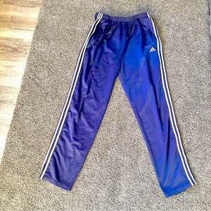 Vintage Adidas Mens Blue /White Stripe Basketball Joggers XXL Tear Away Warmups